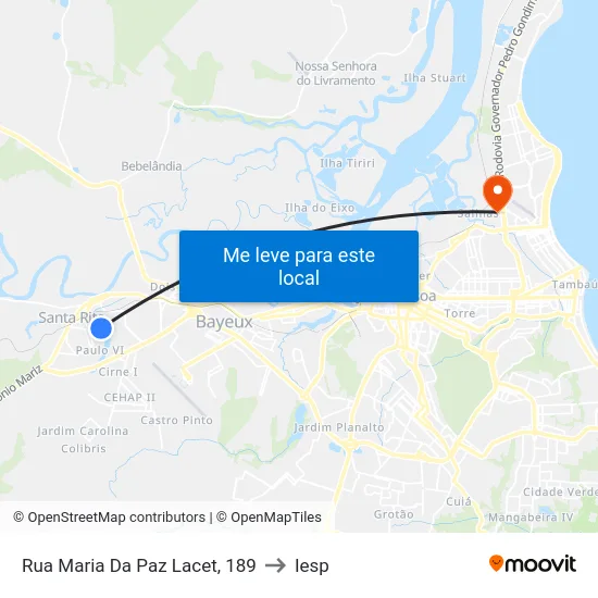 Rua Maria Da Paz Lacet, 189 to Iesp map