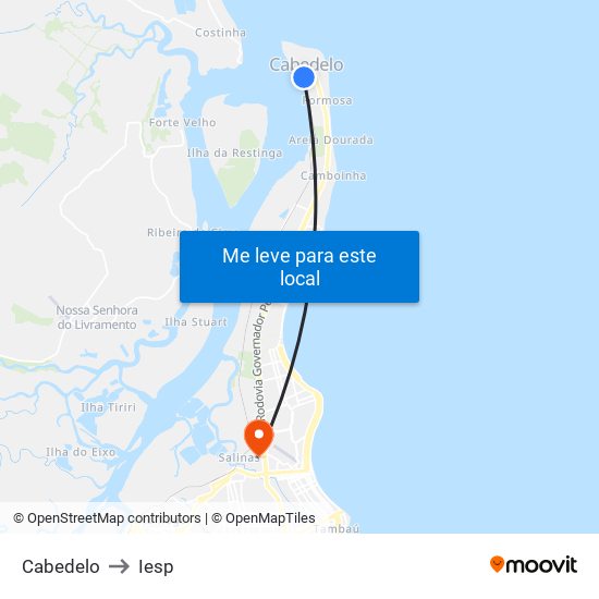 Cabedelo to Iesp map
