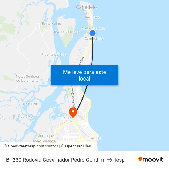 Br-230 Rodovia Governador Pedro Gondim to Iesp map