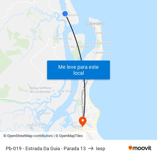 Pb-019 - Estrada Da Guia - Parada 13 to Iesp map