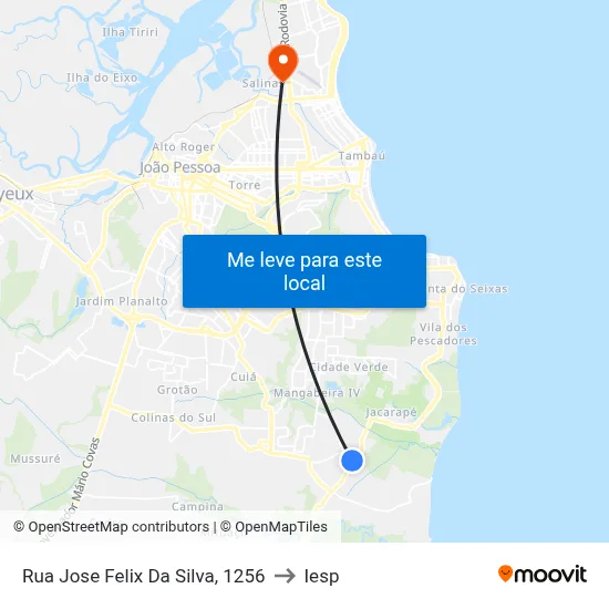 Rua Jose Felix Da Silva, 1256 to Iesp map