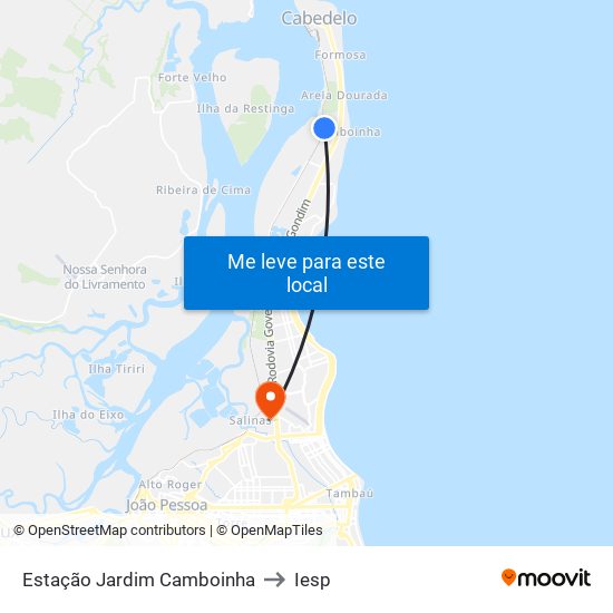 Estação Jardim Camboinha to Iesp map
