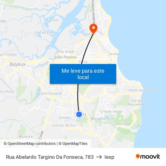 Rua Abelardo Targino Da Fonseca, 783 to Iesp map