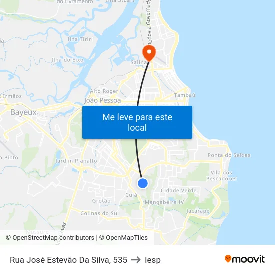 Rua José Estevão Da Silva, 535 to Iesp map