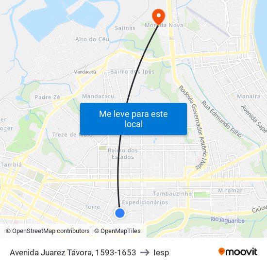 Avenida Juarez Távora, 1593-1653 to Iesp map