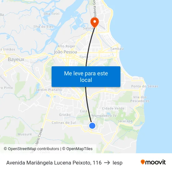 Avenida Mariângela Lucena Peixoto, 116 to Iesp map
