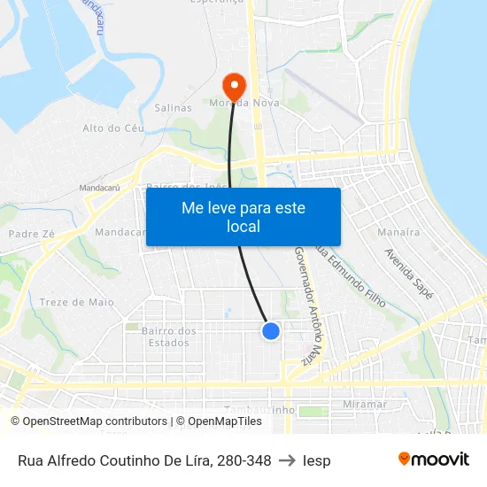 Rua Alfredo Coutinho De Líra, 280-348 to Iesp map