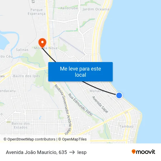 Avenida João Maurício, 635 to Iesp map