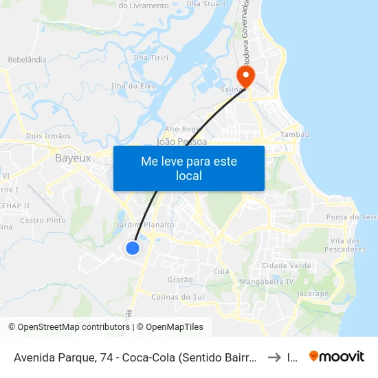 Avenida Parque, 74 - Coca-Cola (Sentido Bairro Das Indústrias) to Iesp map