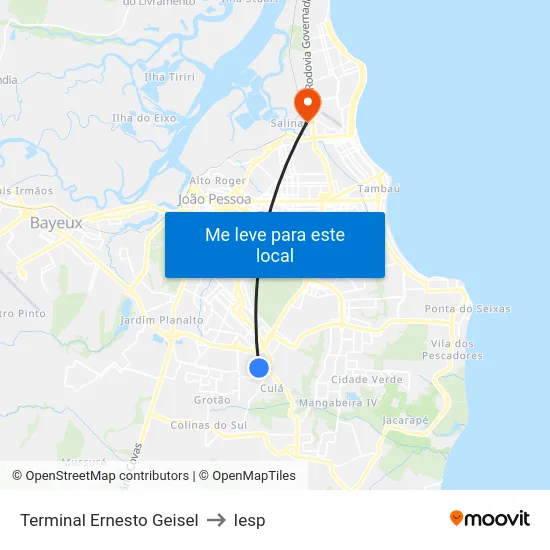 Terminal Ernesto Geisel to Iesp map