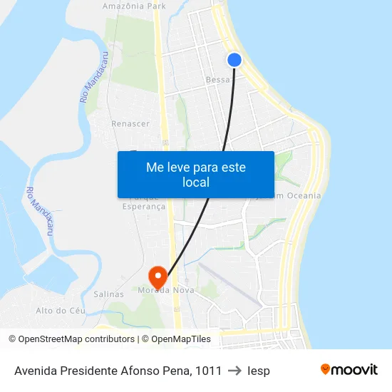 Avenida Presidente Afonso Pena, 1011 to Iesp map