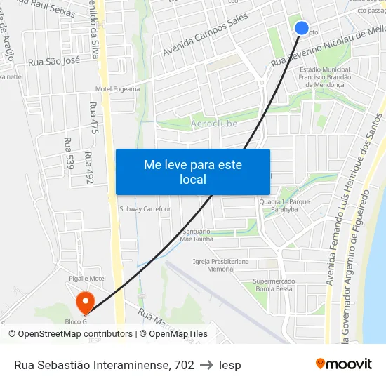 Rua Sebastião Interaminense, 702 to Iesp map