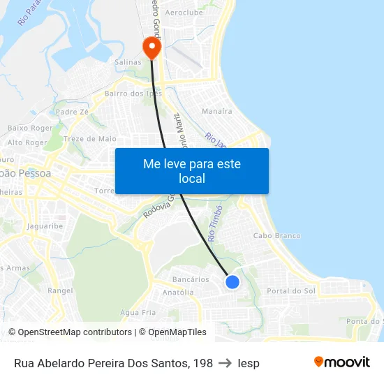 Rua Abelardo Pereira Dos Santos, 198 to Iesp map