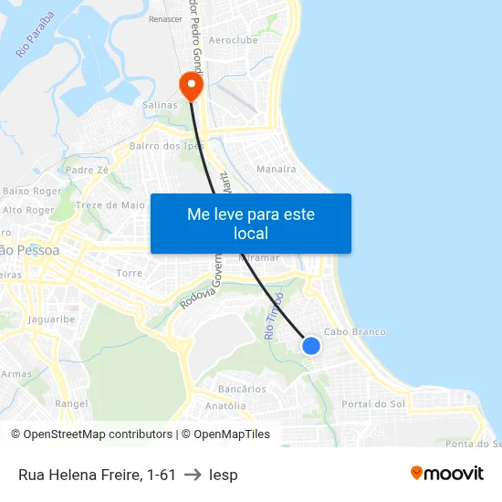 Rua Helena Freire, 1-61 to Iesp map