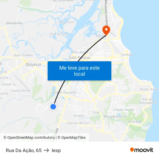 Rua Da Ação, 65 to Iesp map