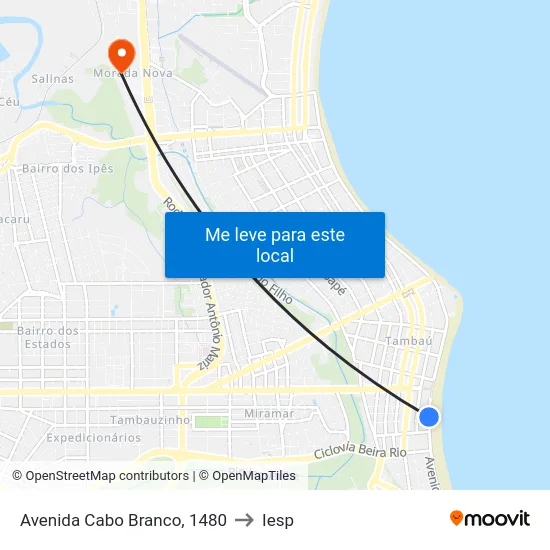 Avenida Cabo Branco, 1480 to Iesp map