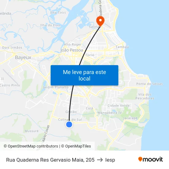 Rua Quaderna Res Gervasio Maia, 205 to Iesp map