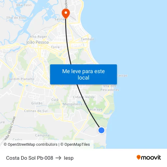 Costa Do Sol Pb-008 to Iesp map