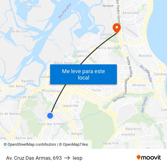Av. Cruz Das Armas, 693 to Iesp map