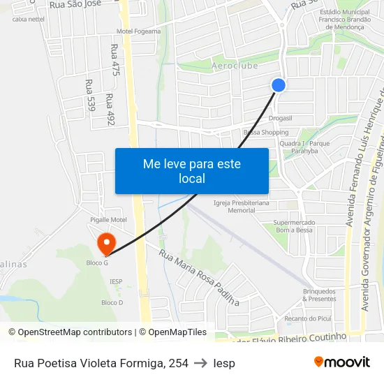 Rua Poetisa Violeta Formiga, 254 to Iesp map
