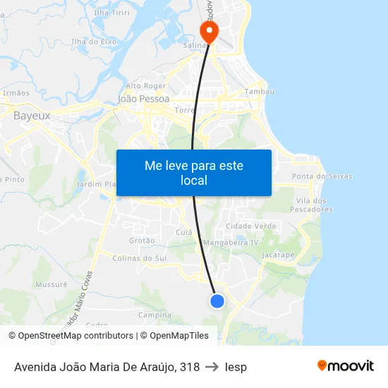 Avenida João Maria De Araújo, 318 to Iesp map