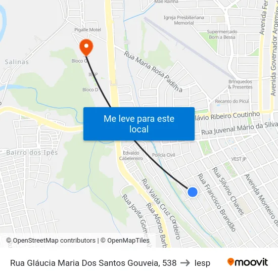 Rua Gláucia Maria Dos Santos Gouveia, 538 to Iesp map