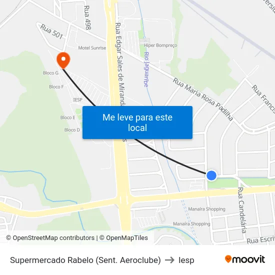 Supermercado Rabelo (Sent. Aeroclube) to Iesp map