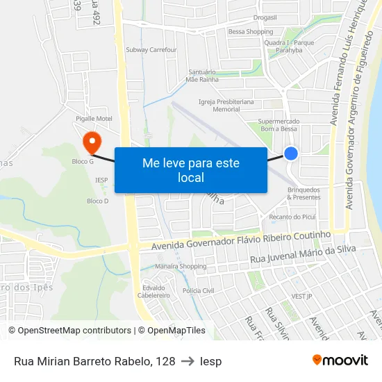 Rua Mirian Barreto Rabelo, 128 to Iesp map
