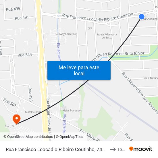 Rua Francisco Leocádio Ribeiro Coutinho, 747-829 to Iesp map