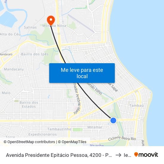 Avenida Presidente Epitácio Pessoa, 4200 - Pão De Açúcar to Iesp map