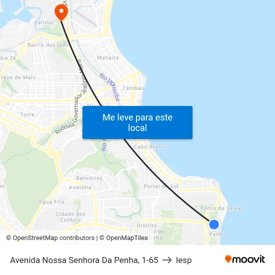 Avenida Nossa Senhora Da Penha, 1-65 to Iesp map