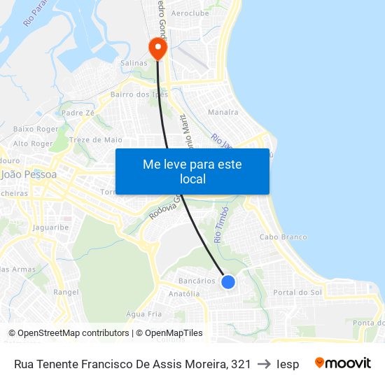 Rua Tenente Francisco De Assis Moreira, 321 to Iesp map