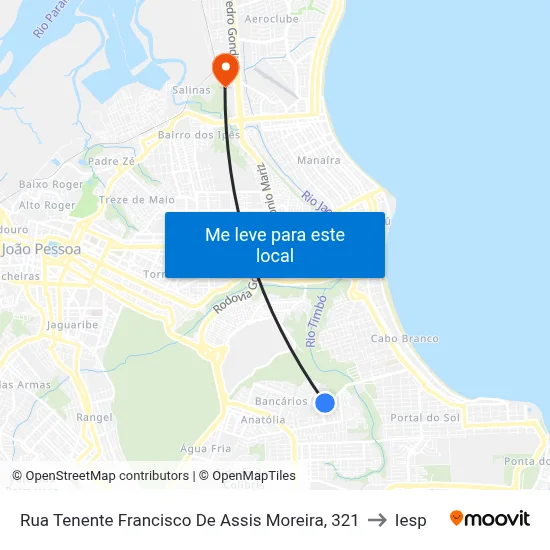 Rua Tenente Francisco De Assis Moreira, 321 to Iesp map