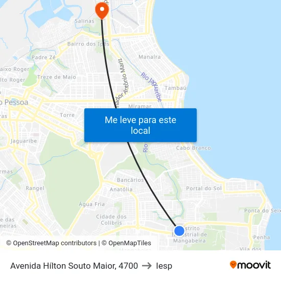 Avenida Hílton Souto Maior, 4700 to Iesp map