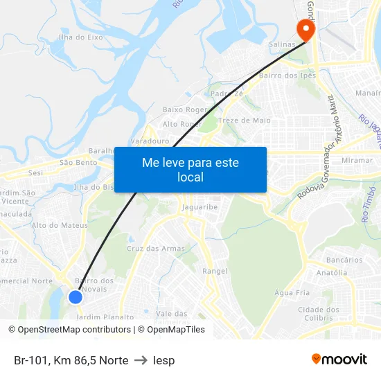 Br-101, Km 86,5 Norte to Iesp map