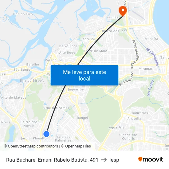 Rua Bacharel Ernani Rabelo Batista, 491 to Iesp map