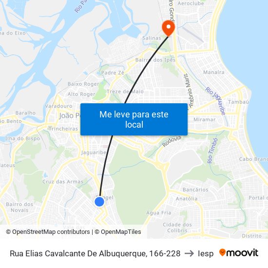 Rua Elias Cavalcante De Albuquerque, 166-228 to Iesp map