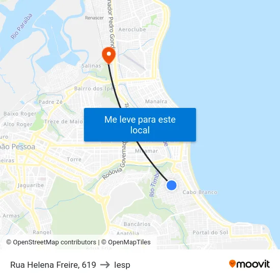 Rua Helena Freire, 619 to Iesp map