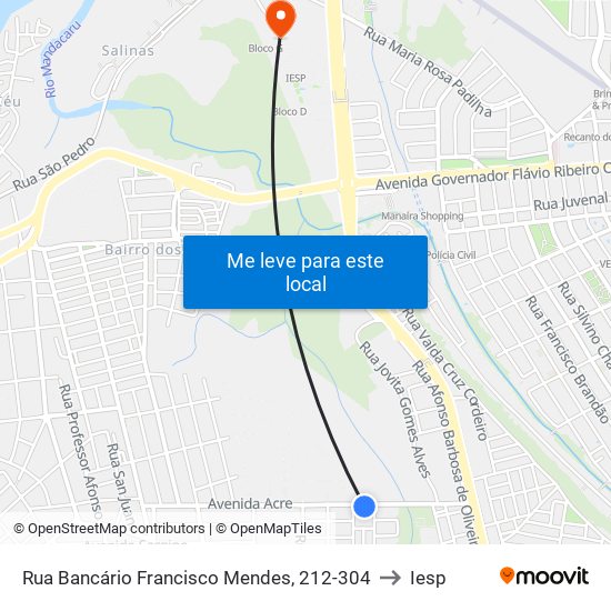 Rua Bancário Francisco Mendes, 212-304 to Iesp map