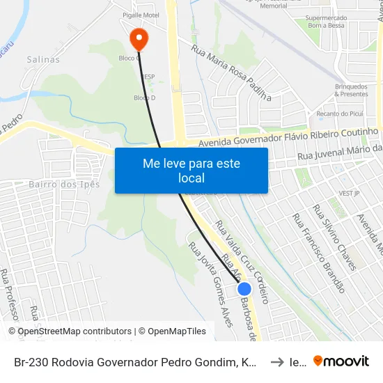 Br-230 Rodovia Governador Pedro Gondim, Km 16,2 Oeste to Iesp map
