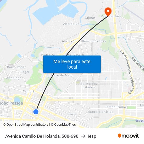 Avenida Camilo De Holanda, 508-698 to Iesp map