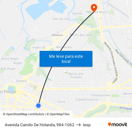 Avenida Camilo De Holanda, 984-1062 to Iesp map