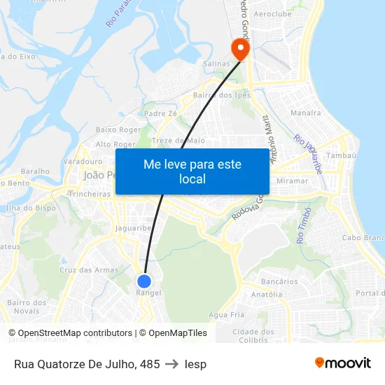 Rua Quatorze De Julho, 485 to Iesp map
