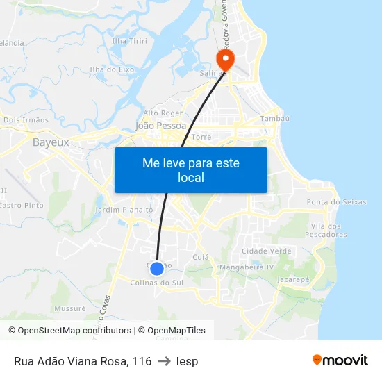 Rua Adão Viana Rosa, 116 to Iesp map