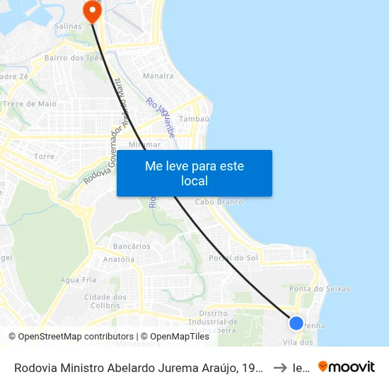 Rodovia Ministro Abelardo Jurema Araújo, 1936-2268 to Iesp map