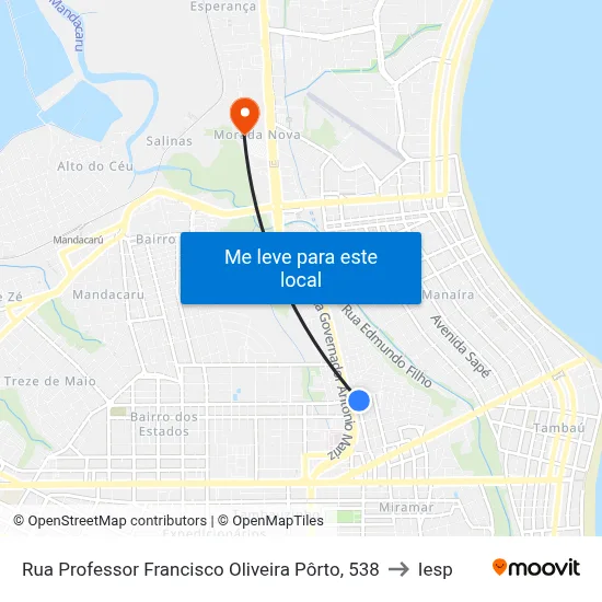 Rua Professor Francisco Oliveira Pôrto, 538 to Iesp map