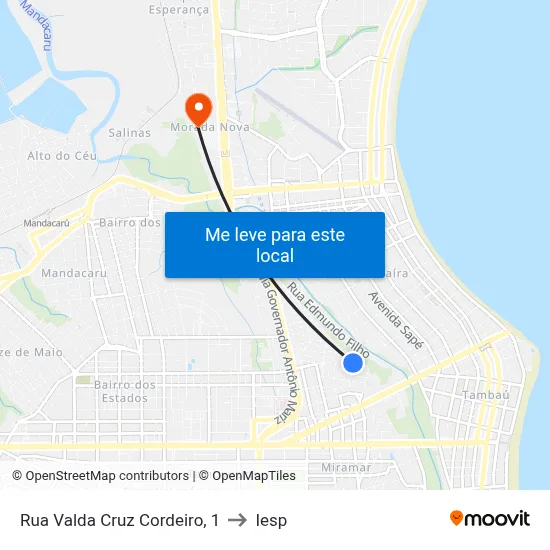 Rua Valda Cruz Cordeiro, 1 to Iesp map