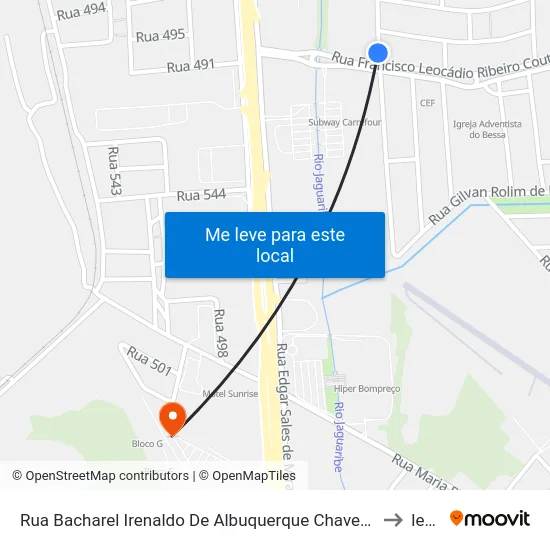 Rua Bacharel Irenaldo De Albuquerque Chaves, 2 to Iesp map