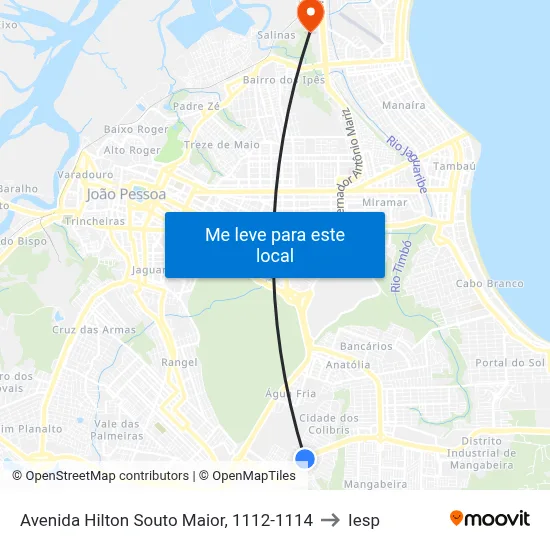 Avenida Hilton Souto Maior, 1112-1114 to Iesp map
