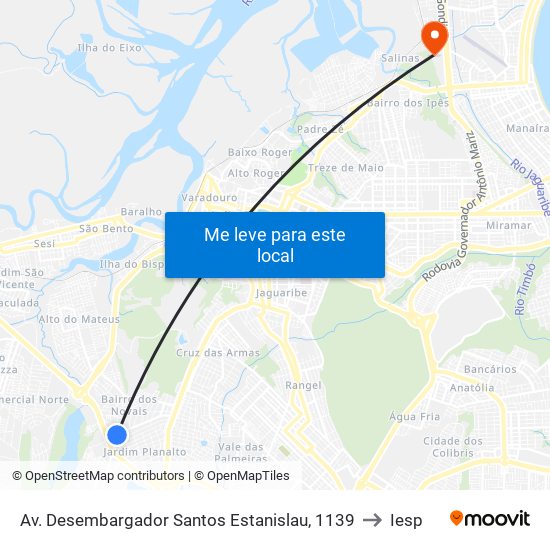 Av. Desembargador Santos Estanislau, 1139 to Iesp map